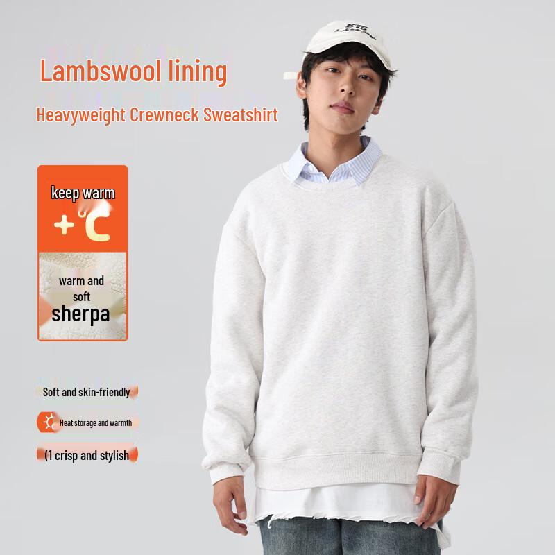 Jeanswest Men's Winter Plush Lined Round Neck Sweatshirt