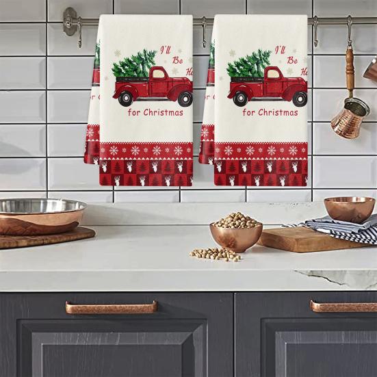 Dish Cloth Towel Multi-purpose for Party Quick-drying Xmas Tree Snowman Print Cleaning Towel Excellent Kitchen Cleaning Fluffy Texture