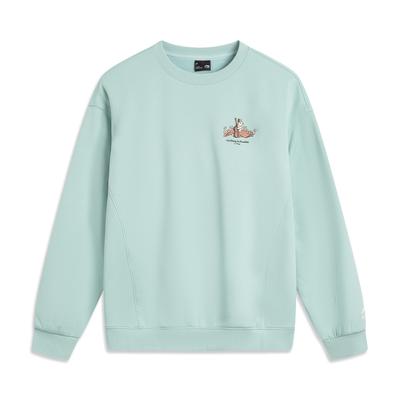 Li Ning Sports Lifestyle Series Простой Удобный Повседневный Универсальный С буквенным и животным принтом Свободный Свитшот Женский свитшот AWDVC74-7