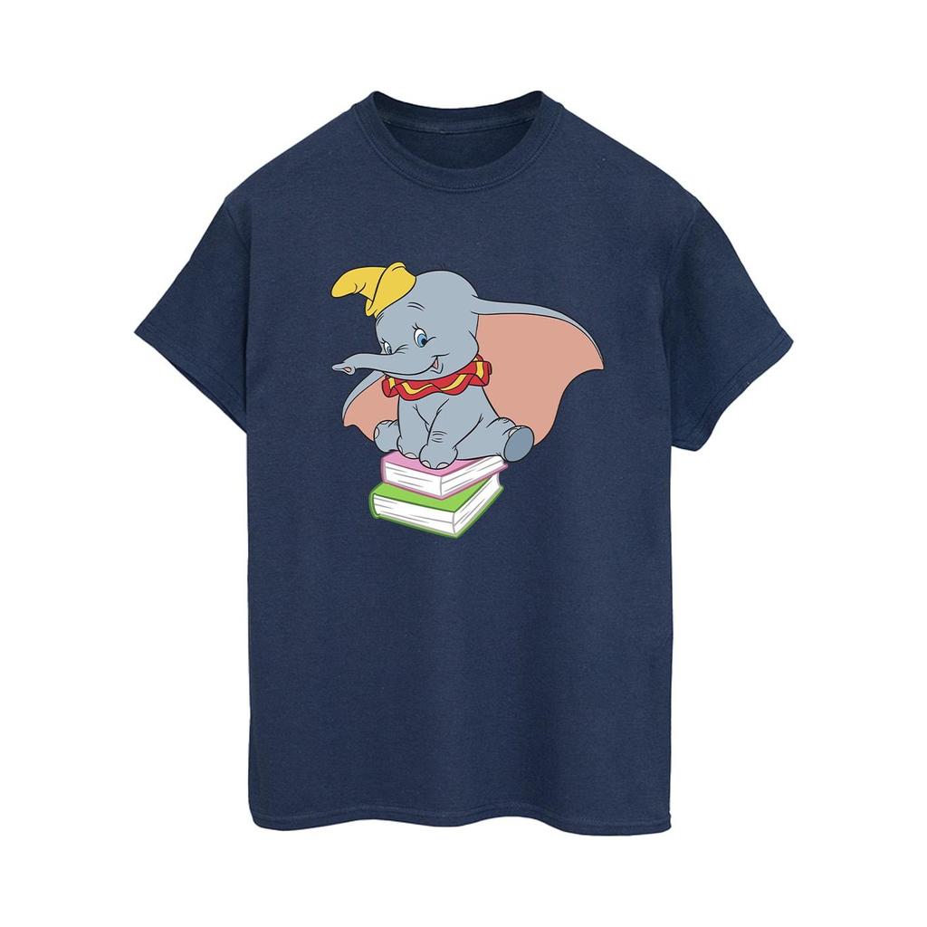 Disney Женская/Дамская хлопковая футболка оверсайз с Дамбо, сидящим на книгах
