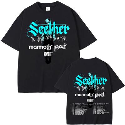 Футболки с принтом группы Seether Футболка Seether Surface Seems So Far Tour 2025 Футболка Летние рок-футболки с коротким рукавом Унисекс Футболка большого размера Хлопковая одежда