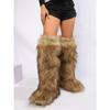 Cross-border Y2k Imitation Raccoon Fur Boots Long Tube Winter Ladies Winter Imitation Fur Fox Snow Boots Tall Boots