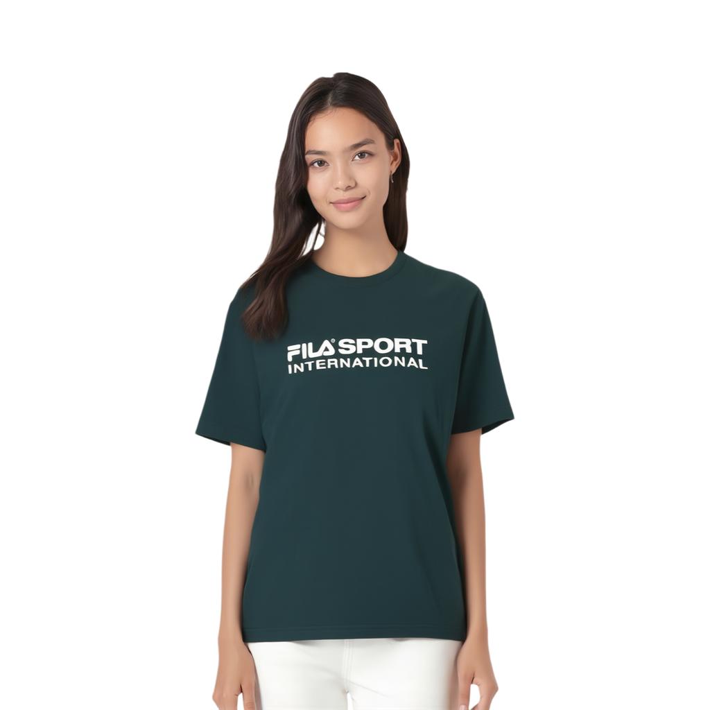 Fila Футболки Унисекс Зеленые С Круглым Вырезом Умеренный Прямой Крой FS2RSF2131X-PIG