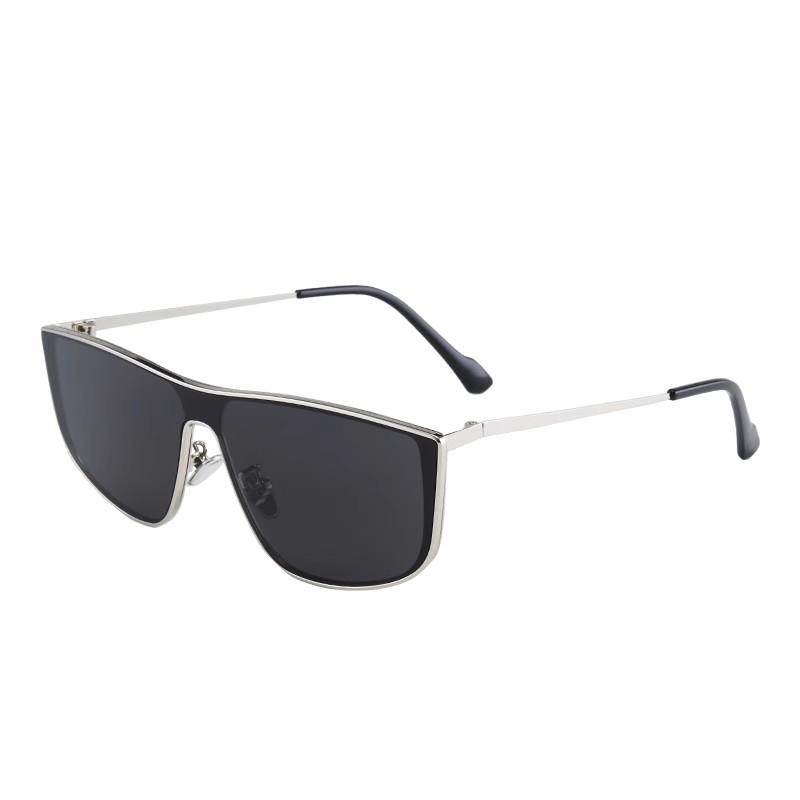 New one-piece y2k water silver sunglasses, women's trendy square and round face, small face, high-end sunglasses
