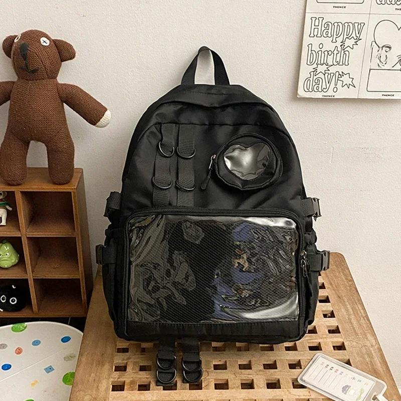 Школьная сумка в стиле коллаж для девочки-подростка Itabag Кавайный рюкзак Прозрачный рюкзак с сердцем JK Женский Новый 2026 Сумка для ноутбука