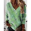2023 Autumn/Winter Plus Size V-Neck Loose Fit Printed Sweatshirt for Women