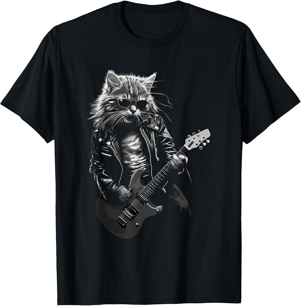 Rock amp; Roll Music Concert Festival Cat Rock Guitar TShirt Unisex T-Shirt