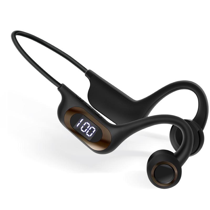 AKZ-G9 Вибрационные Bluetooth-наушники с костной проводимостью, слотом для карты, цифровым дисплеем, дизайном на шею и долгим временем работы от аккумулятора.