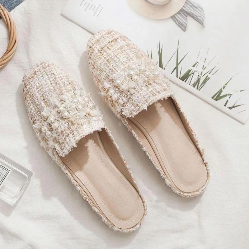 Fashion With Bow Shoes for Women Outside Sandals Korea Style Top Designs Summer Footwear Easy Wears Slides New Collection Woman Slippers