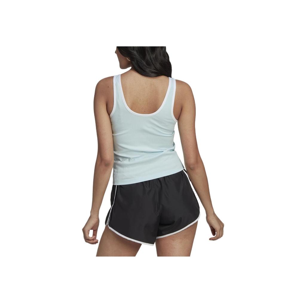 Adidas Originals Three Leaves Hot Girl Lace-Up Series 2022 Spring Autumn Sleeveless Breathable Fitted Straight Tube Tank Top Women Tops Blue HK5061