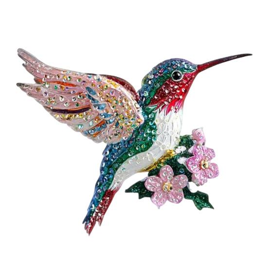 Yousheng 2D Acrylic Hummingbird Hanging Decoration Indoor Outdoor Garden Yard Window Wall Hanging Flat Flower Colorful Bird Ornament
