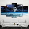 Wall Art Canvas Painting 5 Pieces Space Universe Moon Stars Painting Modular Canvas Home Decor Poster For Living Room No Frame