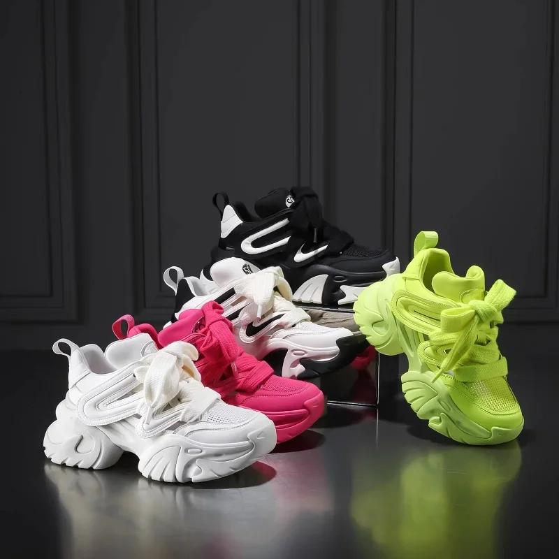 Женская обувь на толстой вулканизированной подошве, дышащая, удобная, на платформе, женская модная, повседневная, спортивная обувь, женская брендовая, дизайнерская, сетчатая обувь