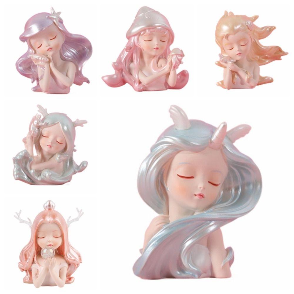 Resin Mermaid Cake Topper Ocean Theme Car Dashboard Decorations Birthday Cake