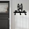 German Shepherd Portrait Wall Hook Black Metal Key & Leash Rack with 3 Hooks, Ideal for Kitchen, Bathroom, and Bedroom