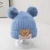 Children's Knitted Hat Winter Cute Hairball Windproof and Warm Knitted Hat Cartoon Bear Cloth Label Male and Female Hoodies