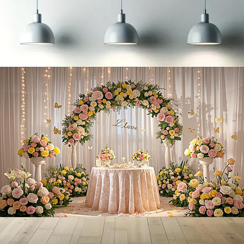 1 шт. Элегантный цветочный арочный полиэстеровый фон для свадеб, праздничных вечеринок, домашних и садовых торжеств, студийного фона и мероприятий на открытом воздухе