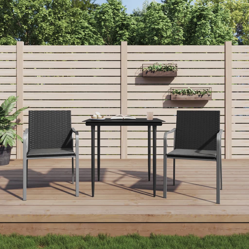 Garden Chairs with Cushions 2 pcs Black 56x59x84 cm PE Rattan