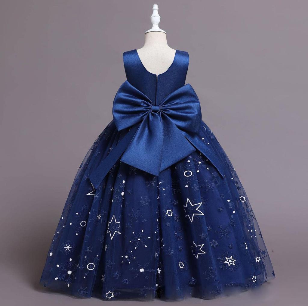 Dress for Piano Long Formal Junior Floral Bridesmaid Girls' Recitals, Kids' Dress, Dress, Dress, Dress, Bow, Ribbon, Decoration, Concert, Wedding,