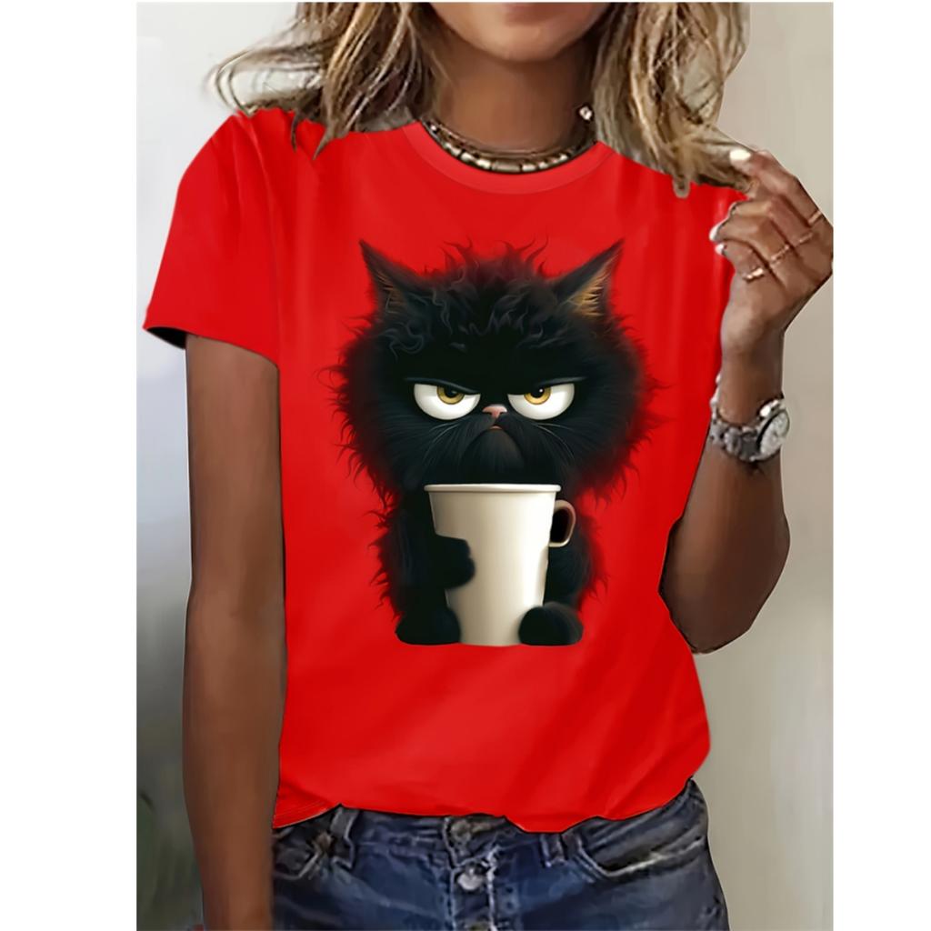 Женская летняя футболка с круглым вырезом и коротким рукавом с рисунком забавной собаки, весна-лето, повседневный вязаный свитер с короткими рукавами, женский