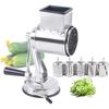 Rotary Cheese Grater Manual Cheese Shredder Multi-function Stainless Steel Vegetable Chopper Cutter with 5 Blades