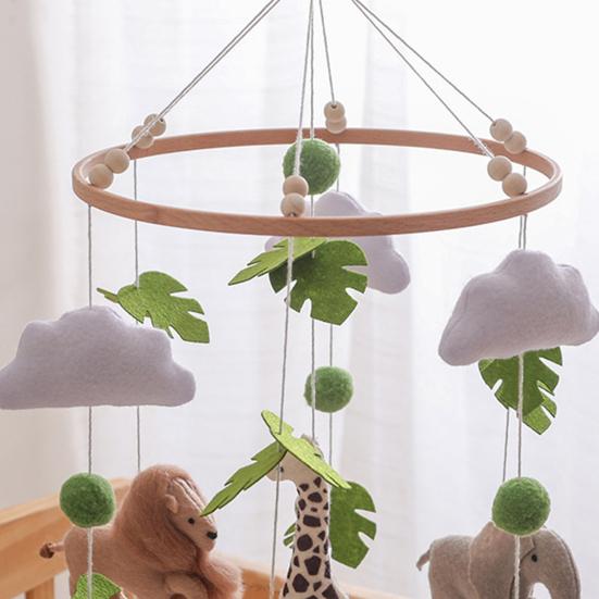 Мобиль для детской кроватки Облака Животные Лист Плюшевый Мобиль для кроватки Ручной работы Фетровый Подвесной декор для детской комнаты