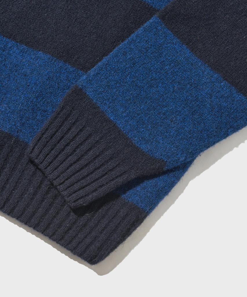 OUTSTANDING Pure Wool Wholegarment Stripe Knit_Blue/Navy