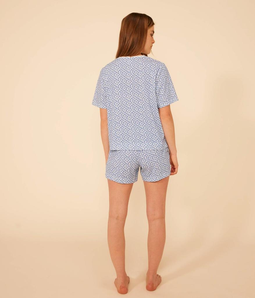 Printed Short Sleeve Pajamas A09TM S [Petit Bateau] Off-white/Blue