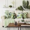 Bedroom Living Room Sofa Home Decor Cushion Cover Green White Geometric Pattern Petal Pillowcase