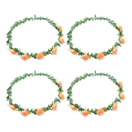 4 шт., корона с цветком розы, цветочный венок для волос для невесты, повязка на голову, гирлянда, головной убор, аксессуары для волос для женщин и девочек, свадебная вечеринка, фестиваль, реквизит для фотосессии