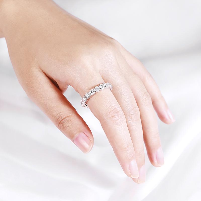 Smyoue 2-5mm Full Moissanite Ring for Women Sparkling Wedding Eternity Bands 100% S925 Silver Jewelry Classic Ring
