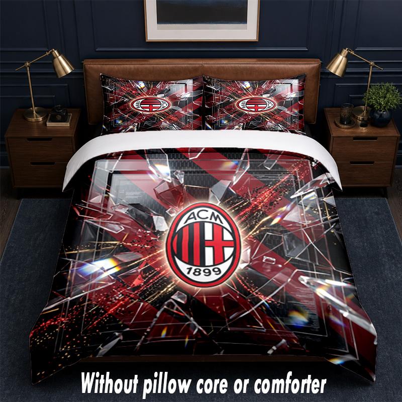 AC Milan Design Bed Bedding Set 1 Duvet Cover + 2 Pillowcases Soft Breathable Household Bed Linens