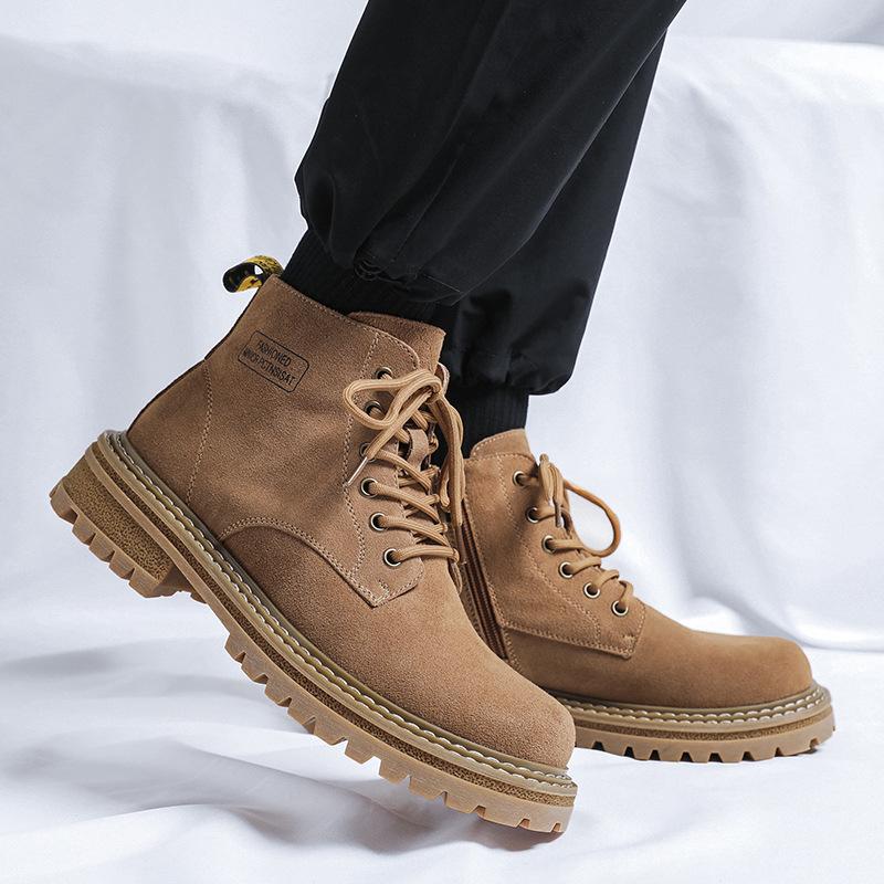 Мужские ботинки Мартин летние дышащие с большой головой увеличивающие рост универсальные трендовые рабочие ботинки новые кожаные ботинки цвета ревеня 3096-R