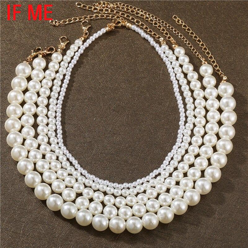 iF ME Элегантное белое колье-чокер с имитацией большой бусины, круглое свадебное ожерелье для женщин, очаровательные модные украшения