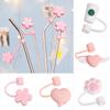 Splash Proof Straw Tips Drinking Dust Cap Cup Accessories Cartoon Plugs Cover Silicone Straw Plug