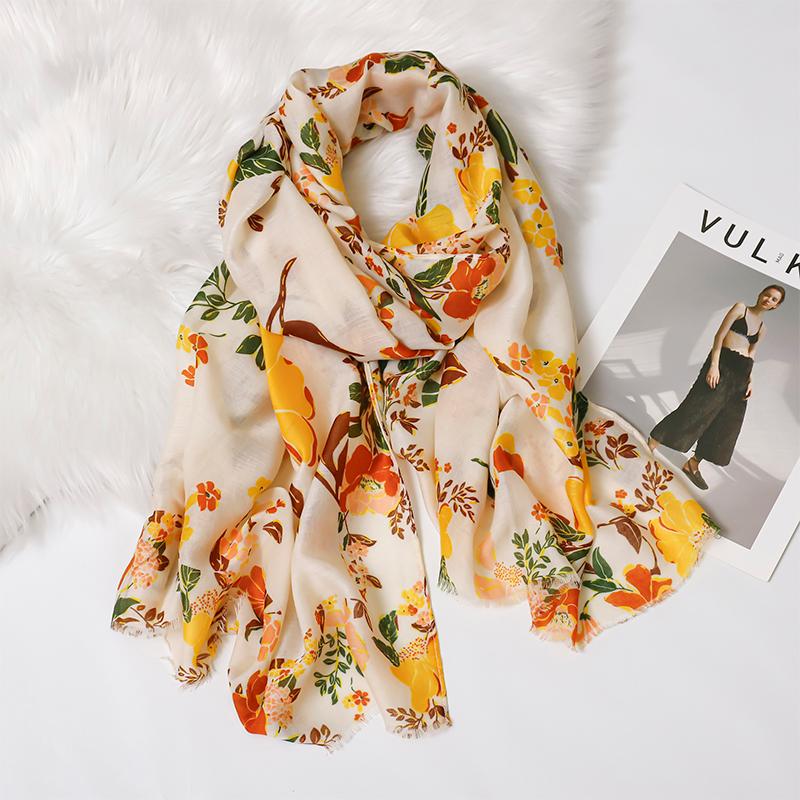 Хлопковый шаль с цветочным тиснением; Вискозный шарф для женщин; пляж; Солнцезащитный; Мусульманский хиджаб-обертывание