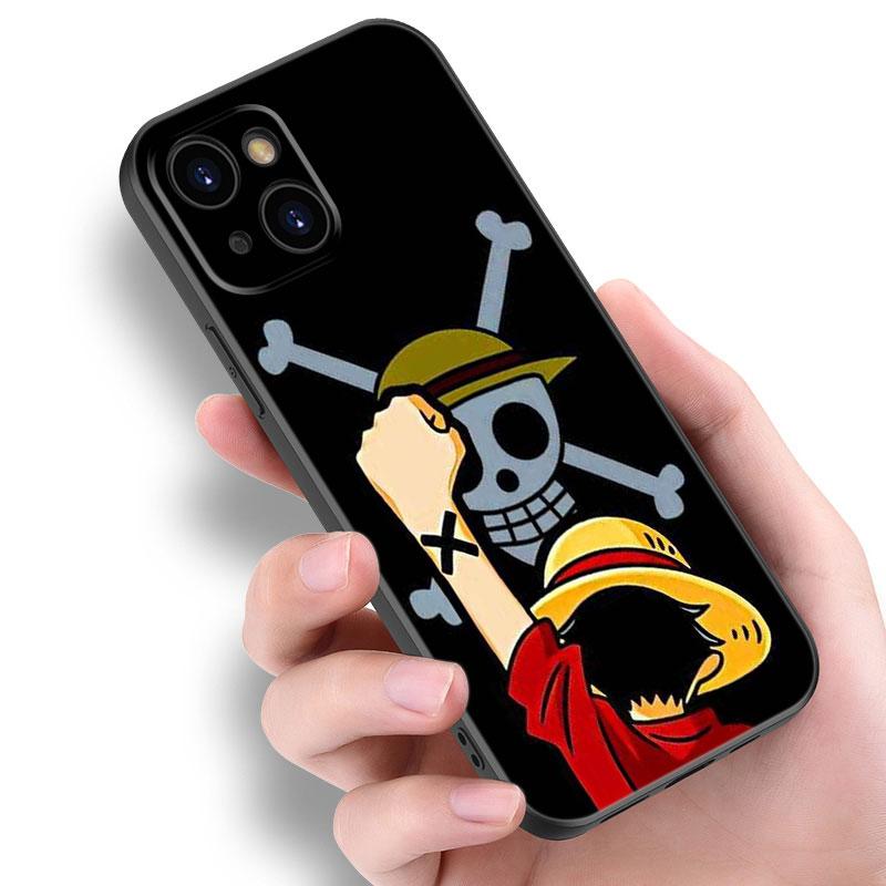 Anime One Piece Luffy Phone Case For Apple iPhone 12 13 Mini 11 14 15 Pro Max 7 8 Plus X XR XS SE 2020 2022 Black Silicone Case