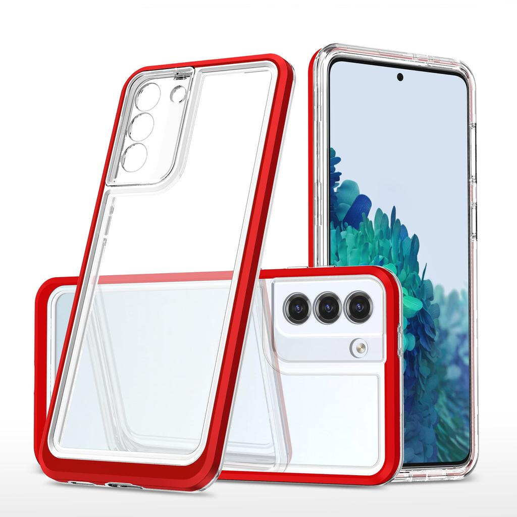 Clear 3in1 Case for Samsung Galaxy S23+ Silicone Cover with Red Frame