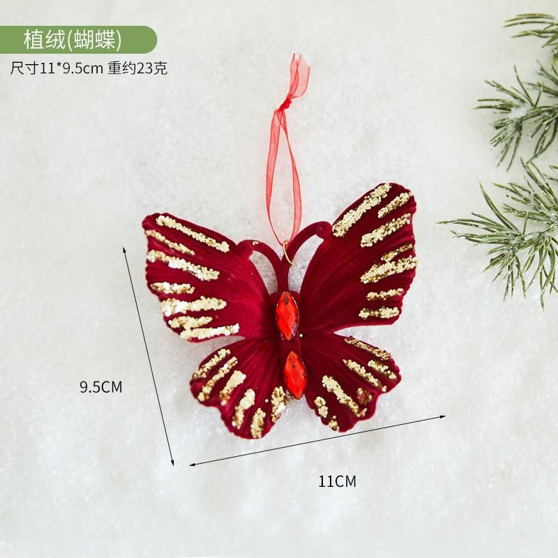 Flocked Christmas Tree Ornament Hanging Decorations Holiday Home Party Store Window Display