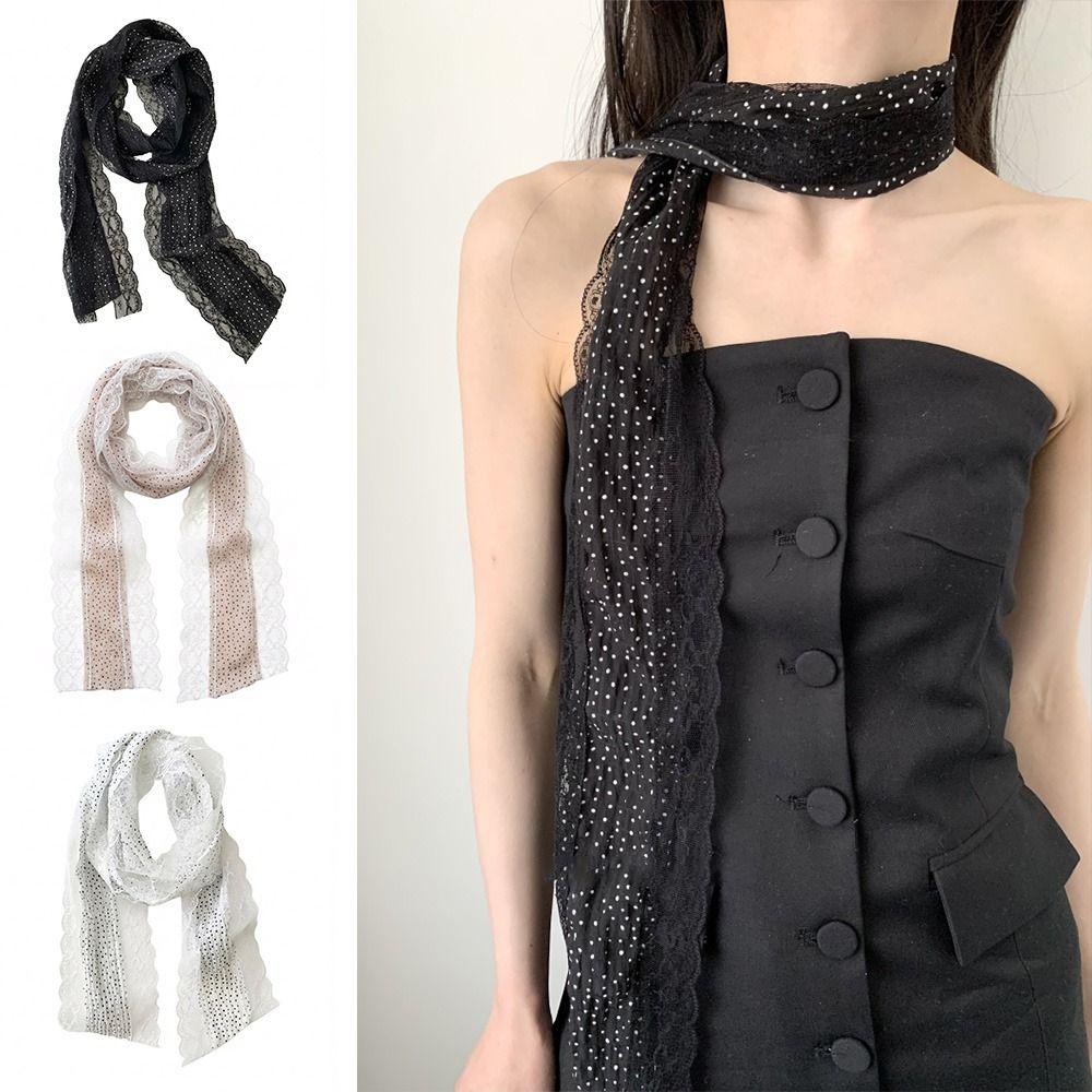 Black White Pink Photo-Ready Shawl Dots Headband Trendy Lace Scarf Photo Props
