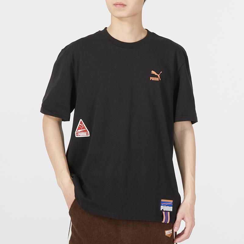 PUMA T Shirts Unisex Black Crew Neck Moderate Straight Fit 677382-01