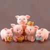 Craft Mini Animal Statue Bonsai Decoration Gold Ingot Micro Pig Family Resin Ornaments Figurine