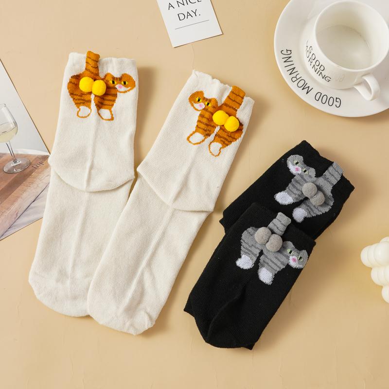 10 Pairs Gifts for Cat Lovers Funny Cartoon Cat Socks Breathable Comfortable Women's Cotton Socks