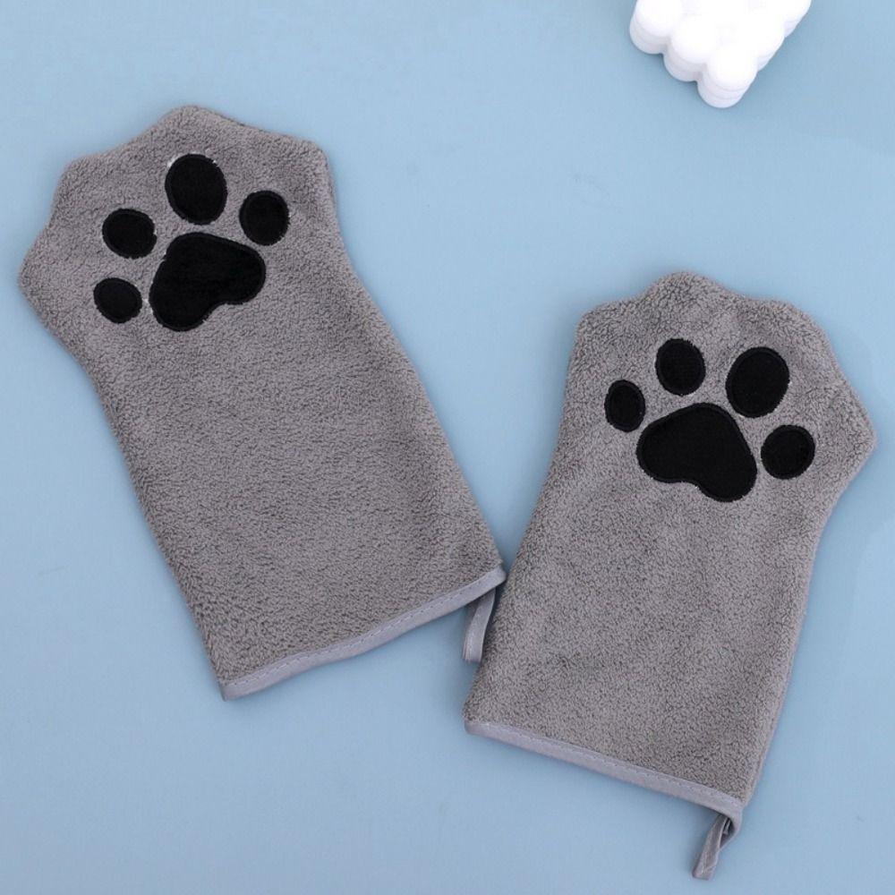1 Pair Absorbent Pet Bath Gloves Quick Drying Dog Bath Supplies Dogs Paw Towel  for Cats and Dogs