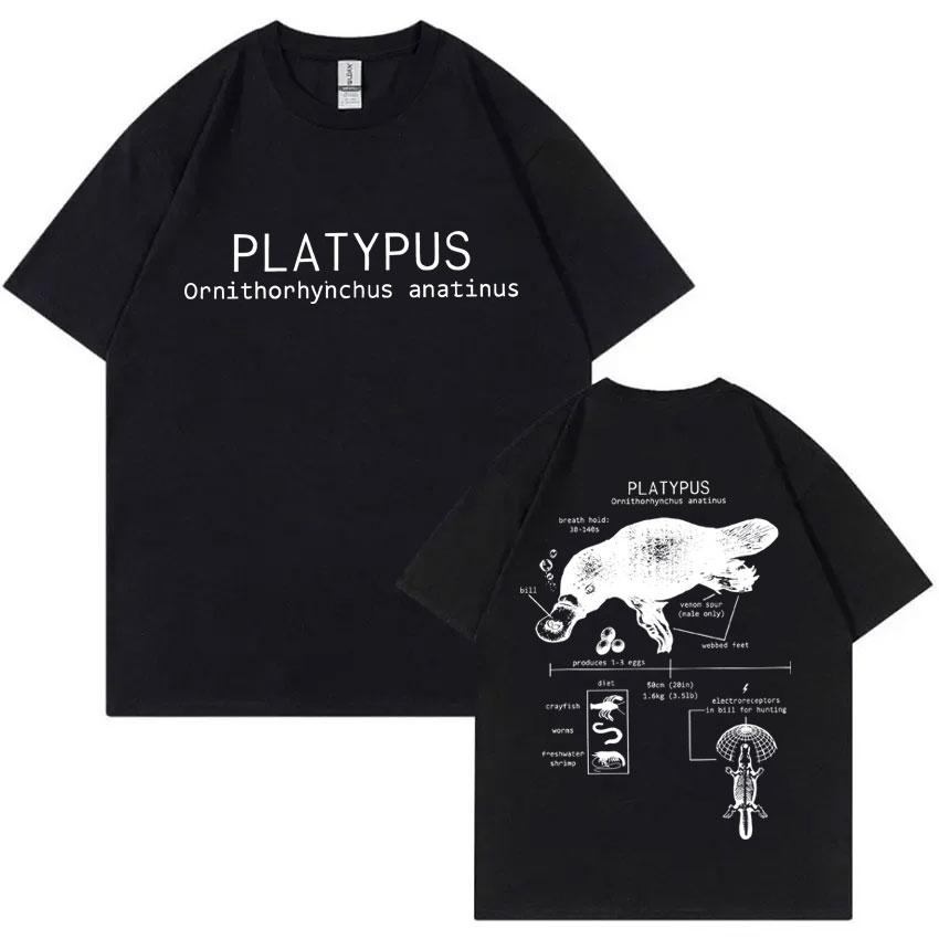 Funny Platypus Anatomy Graphic T-shirt Unisex Women Casual Oversized Short Sleeve T Shirts Unisex's Vintage Cotton T-shirts Streetwear