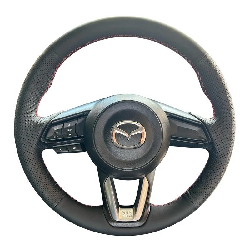 Сделай сам Черная искусственная кожа Чехол на руль автомобиля Для Mazda 3 Onxeira CX4 Atenza CX5 CX30 Аксессуары для интерьера Удобный