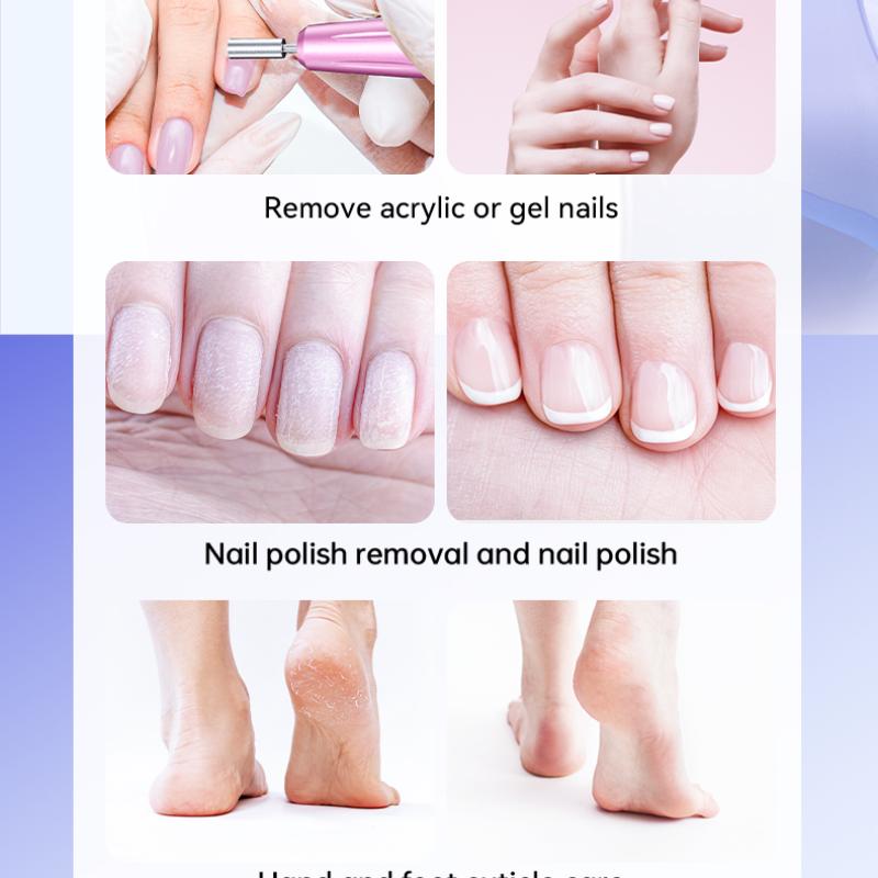 Перезаряжаемая электрическая дрель для ногтей с USB-подключением, набор сверл для снятия лака, маникюрная шлифовальная машинка, малошумящая пилка для маникюра