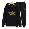 Мужские комплекты Толстовка с принтом «Я его королева» Спортивный костюм Комплект из 2 предметов Толстовки унисекс Флисовая толстовка + брюки Костюм Толстовка Спортивная одежда