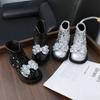 New Girls Fashion Boots Luxury Rhinestone Children Causal Princess Boots Sequins Versatile Kids Ankle Leather Boots Side Zipper