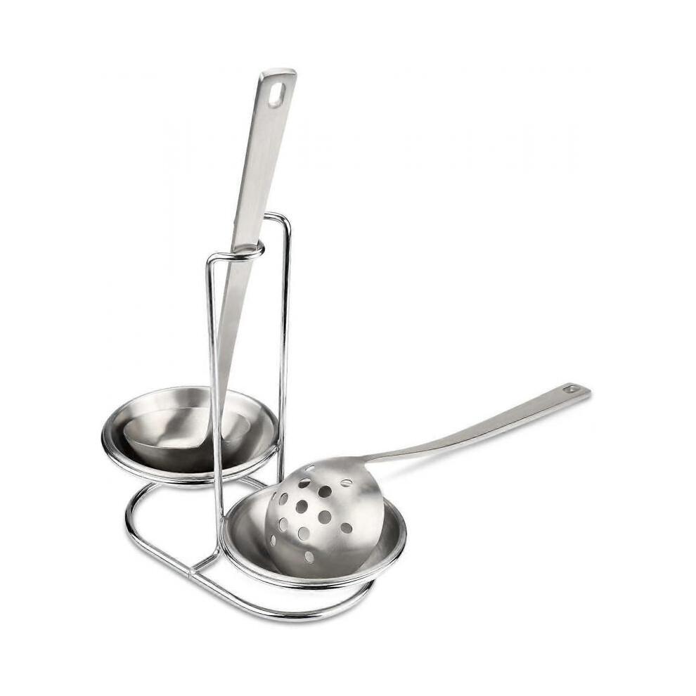 304 Stainless Steel Double Ladles Holder Vertical Spoon Rest Cooking Utensils Stand